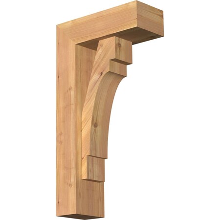Ekena Millwork Merced Block Smooth Bracket w/ Offset Brace, Western Red Cedar, 5 1/2"W x 14"D x 26"H BKT0604X14X26MRC05SWR